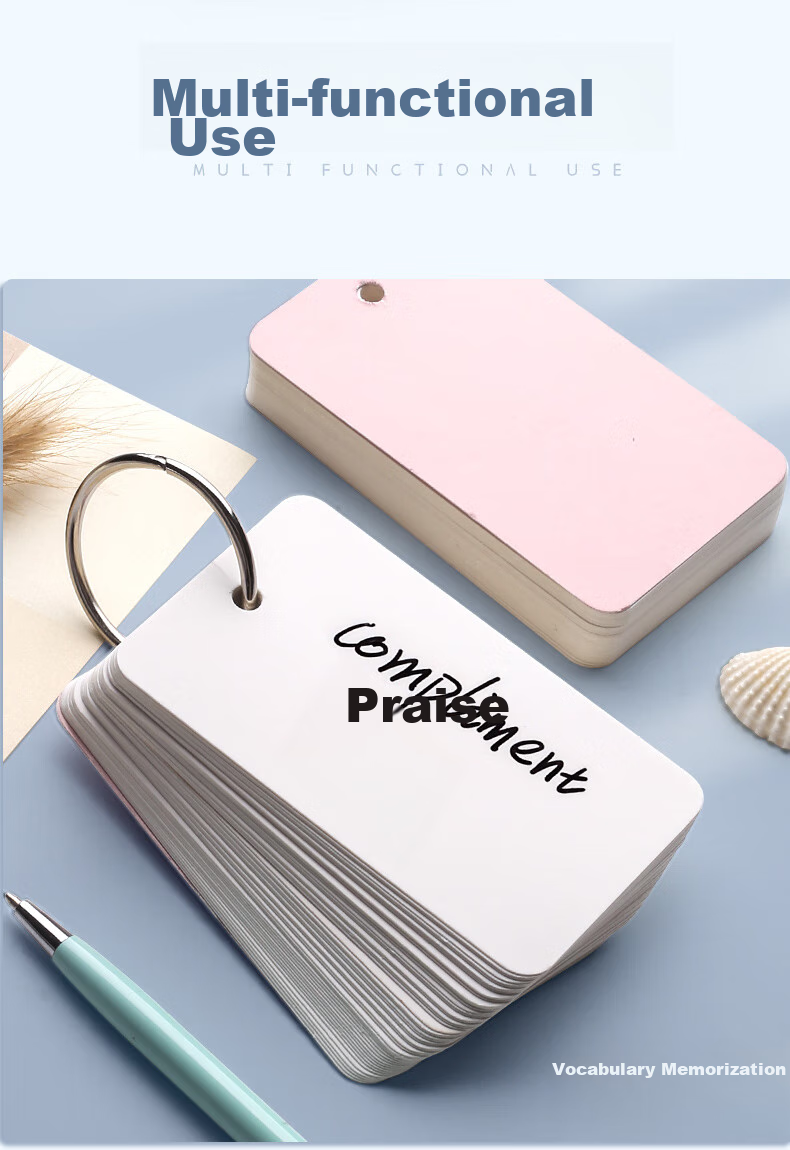 Jinzhi Morandi 400 Blank English Vocabulary Cards, White Hard Card Paper, Portable Loose-Leaf, High School Personal Memorization, Ring-Bound with Punches, Handwritten Learning Self-Made Flashcards 8