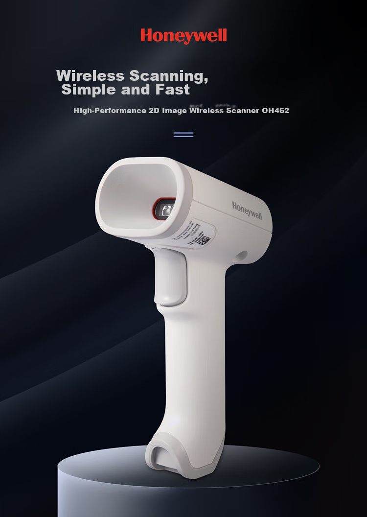 Honeywell Wireless Barcode Scanner, Barcode Scanner, Barcode, QR Code Scanner, Mobile Screen Code Scanner, Logistics Supermarket Pharmacy Barcode Scanner, OH462 White 3
