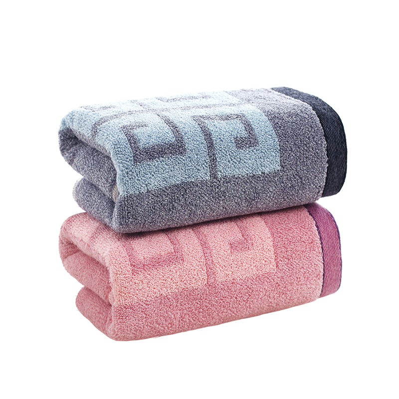 KING SHORE Cotton Towel, Thickened, Highly Absorbent, Sports Face Towel, Grade A Facial Towel, 2-Pack, Purple/gray, 72*35cm, 115g/piece
