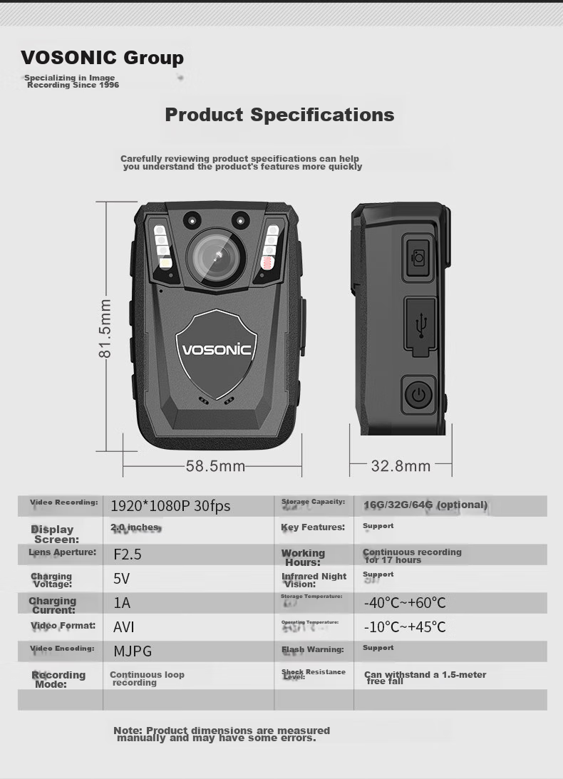 VOSONIC A1 128GB Law Enforcement Body Camera, High-Definition Camera, Chest-Mounted Mini Portable Audio And Video Recorder, Evidence Collection Device 15