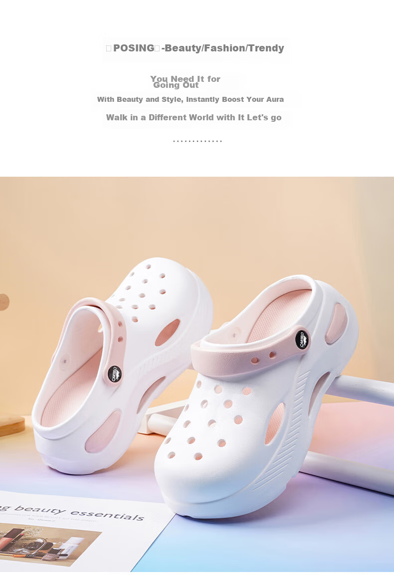 CARTELO Women's Perforated Shoes, Summer Sandals, Casual Slippers, Garden Dual-Use Beach Sandals for Women, 1463 White Pink, Size 37-38 8