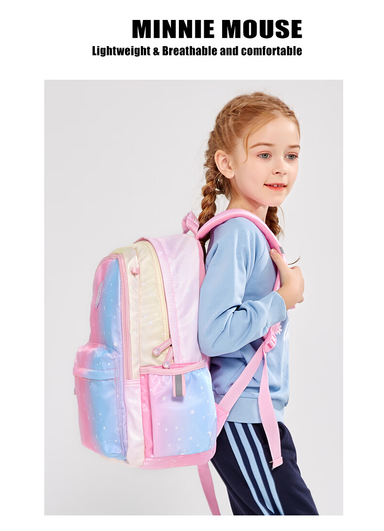 Disney Elementary School Backpack for Boys And Girls Grades 3-6, Water-Resistant, Antibacterial, Lightweight Schoolbag SM11913 Pink 10