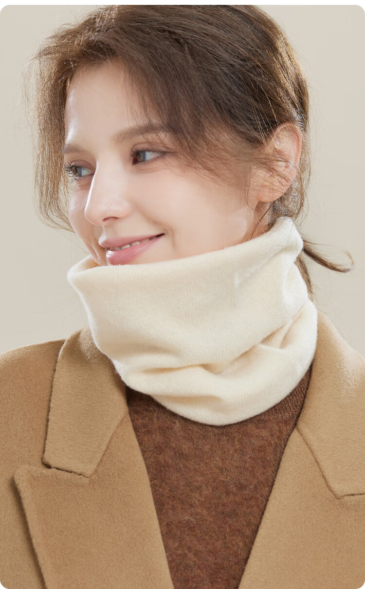 JIUMU Pure Wool Warm Neck Gaiter for Women, Autumn And Winter Thickened Cold-Proof Neck Protector, Women's Neck Warmer, Outdoor Scarf for Winter 11