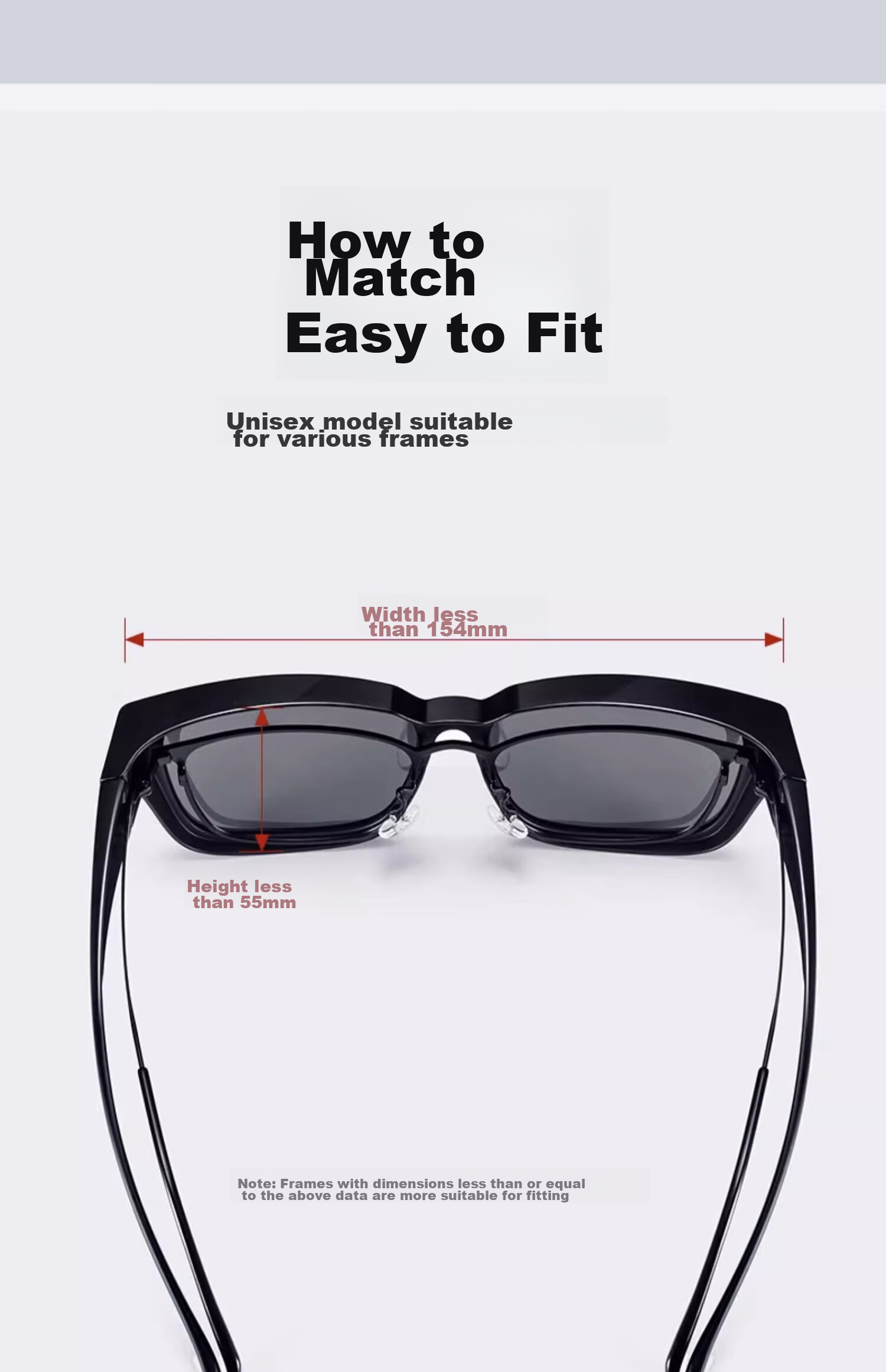 Boshide Sunglasses Clip-On, Sunglasses, Clip-On for Myopia Glasses, Driving Polarized Sunglasses, Bright Black Frame with Gray Polarized Lenses 6