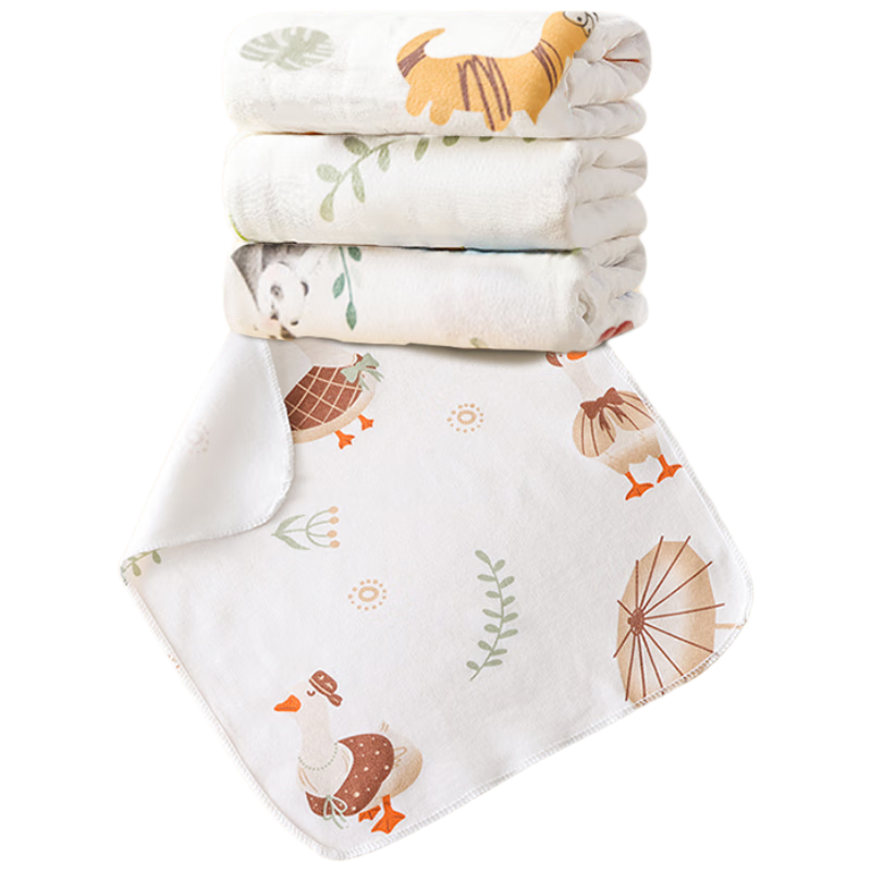 Aibaoshi Baby Drool Bibs, All-Cotton Infant Towels, Children's Hand Wipes, Newborn Bibs, Nursing Cloths, Pack of 5, S288