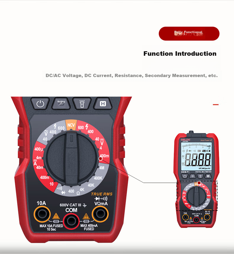 DELIXI ELECTRIC Multimeter 890C High Precision Household Anti-Burn Electrician Meter NCV Voltage Detector P3 Smart Multimeter P3 14