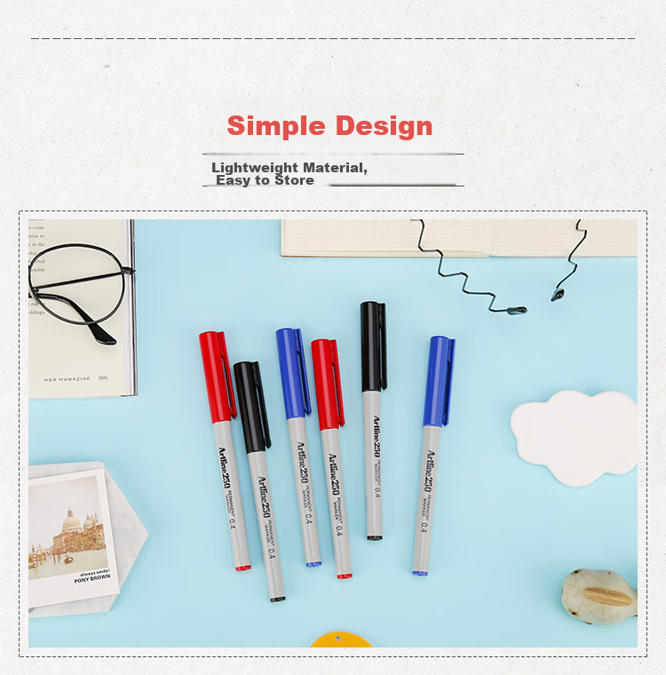 [Back to School Essential] Shachihata Artline Office Meeting Quick-Drying Oil-Based Pen, Waterproof, Non-Fading, Milk Storage Bag Marker, Signing Pen, Round Tip, 0.4mm, Black, EK-250 2