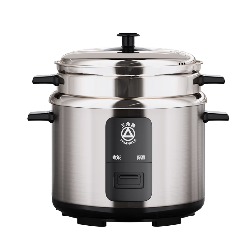 Triangle Rice Cooker, Home Use, 5L Large Capacity, 304 Stainless Steel Inner Pot, for 4-5 People, Traditional Rice Cooker with Steamer, TG-Z50X12ZK
