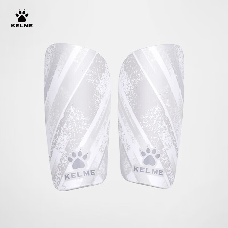 KELME Soccer Shin Guards, Competition And Training Leg Protectors, Shock-Absorbing Thickened Insert Plates, Professional Protective Gear, White And Gray, Size M