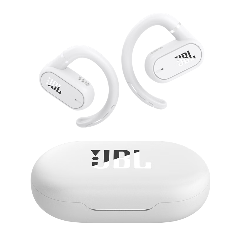 JBL Soundgear Sense Open-Ear Wireless Bluetooth Headphones, Non-Bone Conduction, Not In-Ear Or Ear-Hook Style, No Ear Clamping for Sports And Running, White