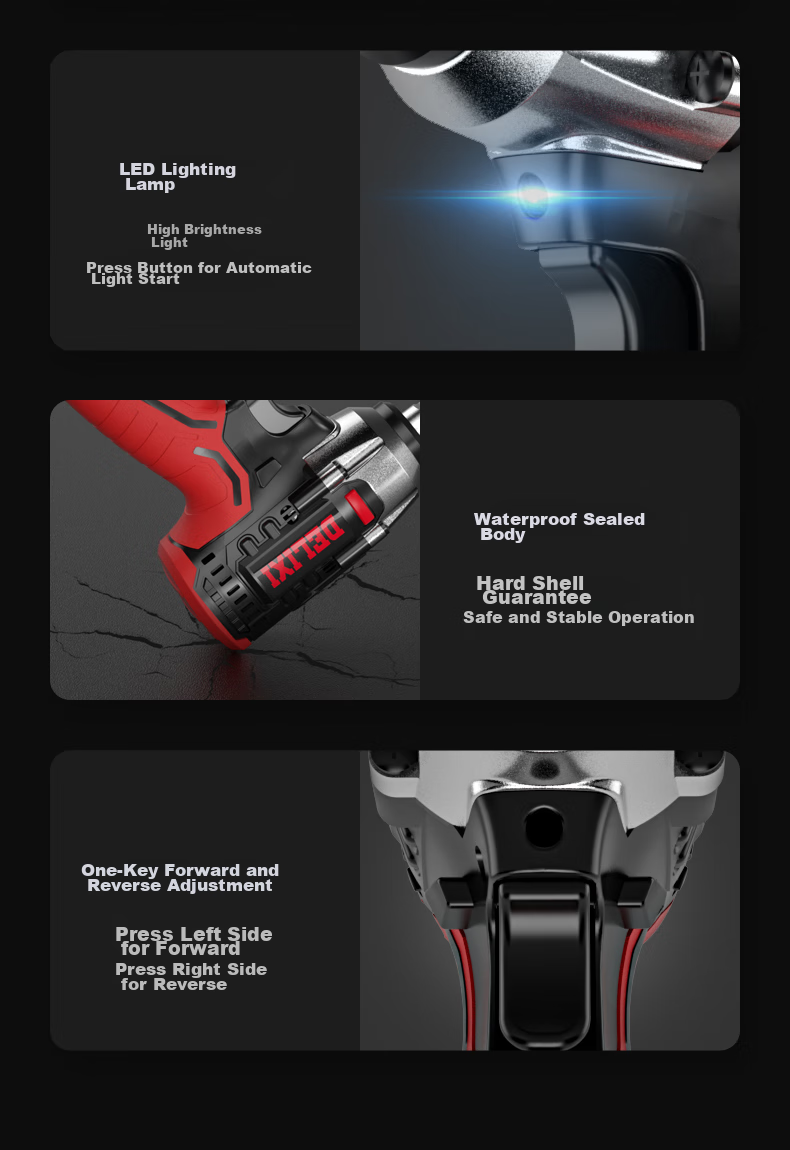 Deli Xidianqi Brushless Electric Wrench, Lithium Battery Electric Impact Wrench, Auto Repair And Maintenance Kit, Power Tool Wrench, High Torque Impact Wrench 17