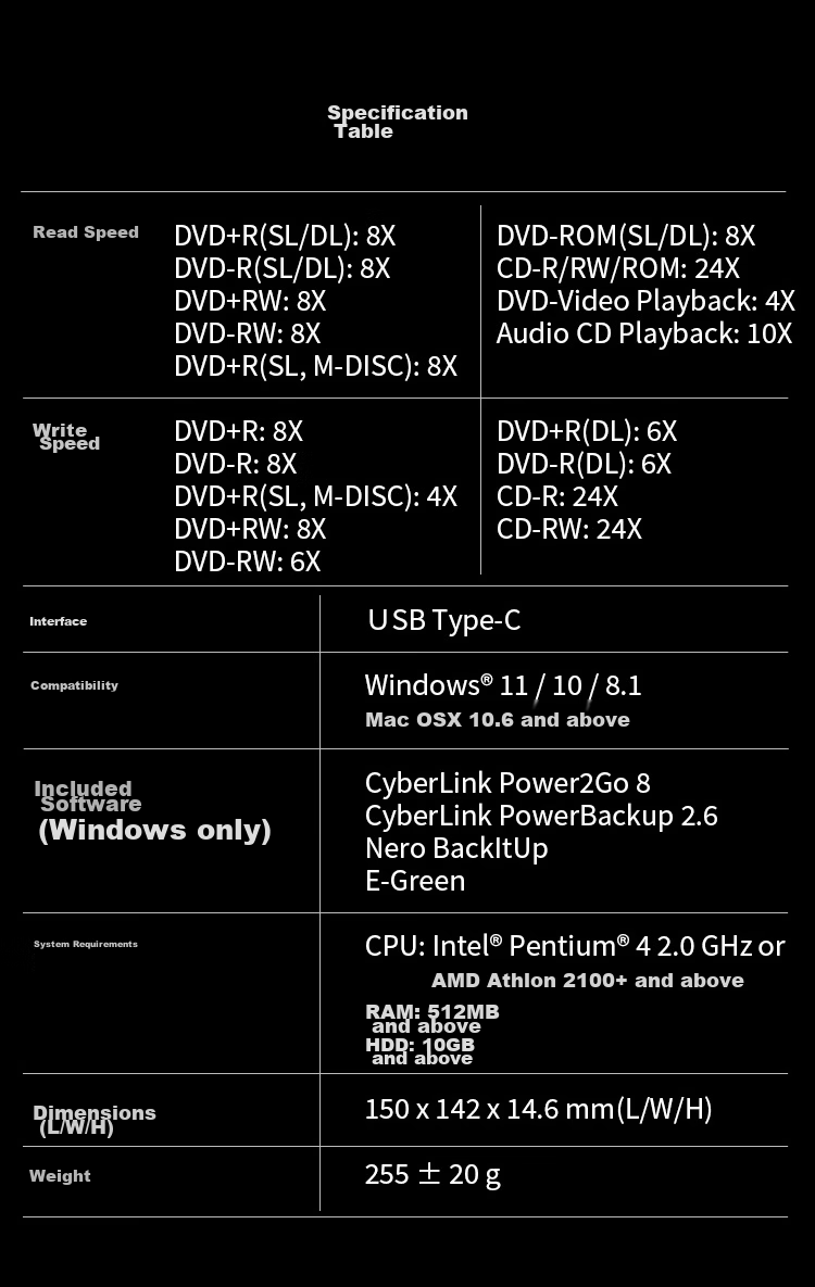 ASUS 8x External Optical Drive DVD Burner Type-C Interface Cable Self-Storing (SDRW-08V1M Light And Shadow) 7