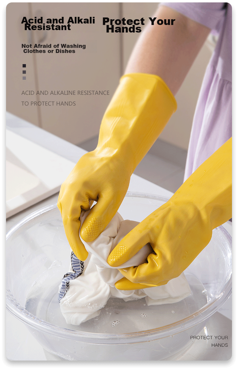 MEIJIARIJI Thickened Latex Rubber Gloves M Size 2 Pairs Household Dishwashing Gloves Property Cleaning Rubber Gloves 10