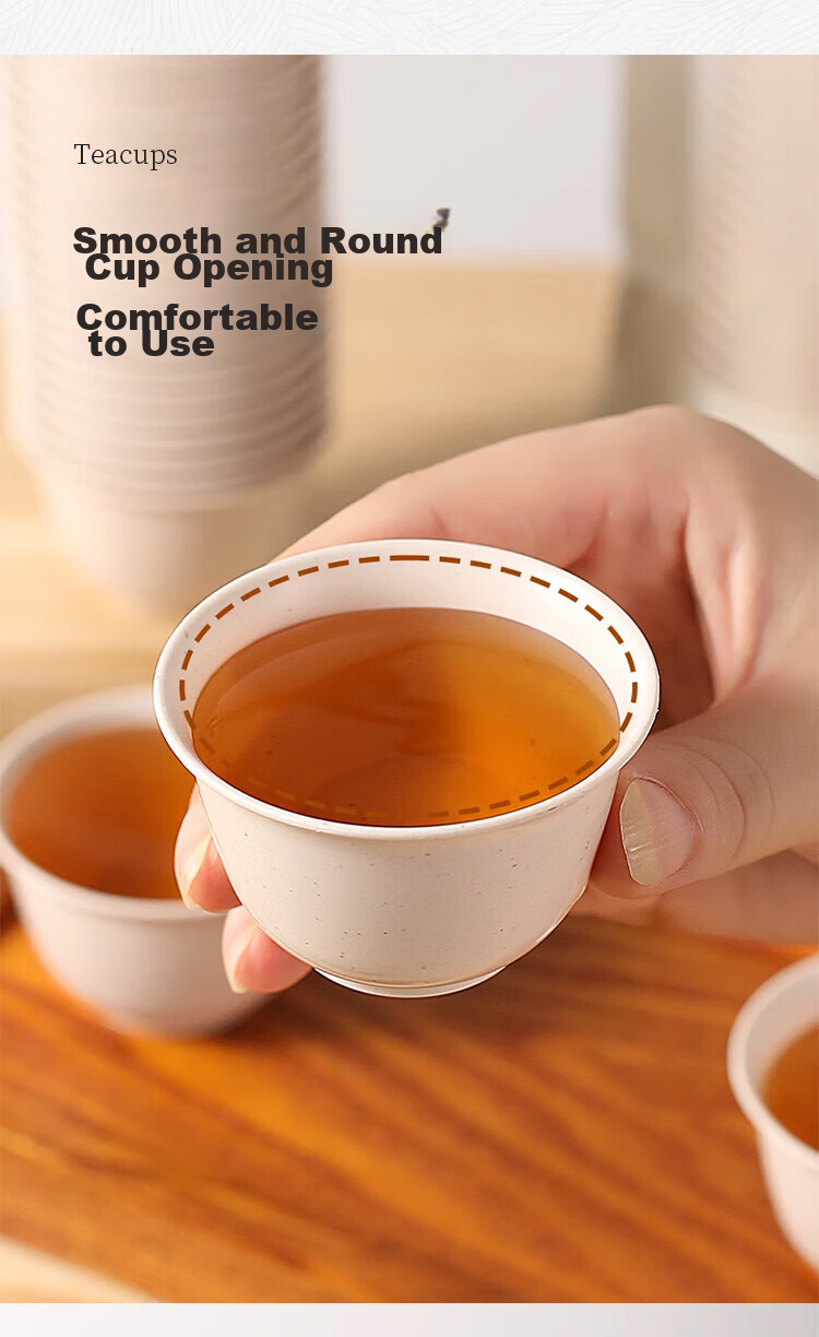 Jiamo Disposable Tea Cups, Thickened, 60ml*80 Pieces, Eco-Friendly Rice Husk, Kung Fu Tea Cups, Hard Drinking Cups, Picnic Cups 6