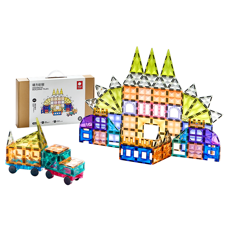 Babycare Colorful Window Magnetic Tiles Building Blocks Educational Toy for Boys And Girls, Holiday And Birthday Gift, 100 Pieces