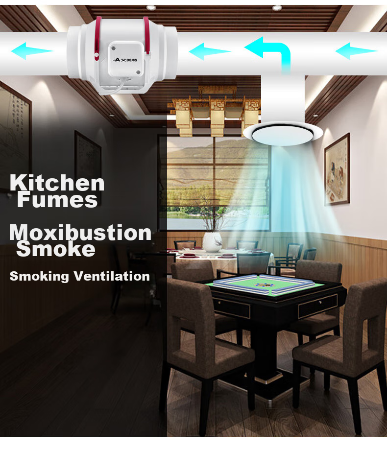 AIRMATE Duct Fan, Exhaust Ventilation Fan, 6-Inch Kitchen Smoke Extraction, Cross Flow Fresh Air System, DPT15-50A 7