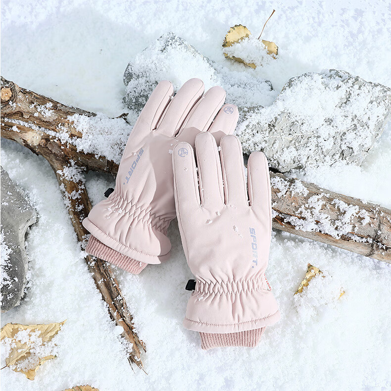 FOREVER Women's Fleece-Lined Thickened Winter Outdoor Cycling Sports Touchscreen Ski Gloves Pink 4