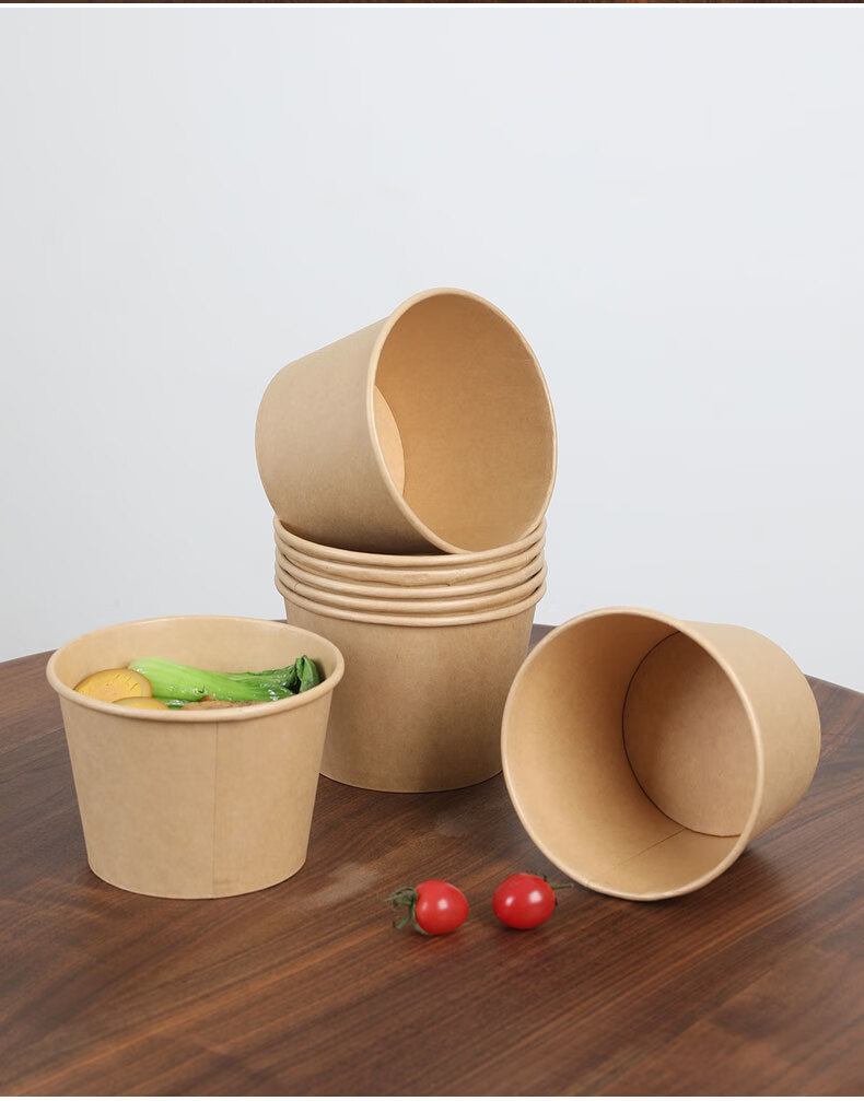 Fangcaodi Disposable Paper Bowls, 750ml*50 Pieces, Bamboo Fiber Takeout Boxes, for Sweet Porridge, Sour And Spicy Noodles, Instant Noodles, Picnic Use, without Lids 4
