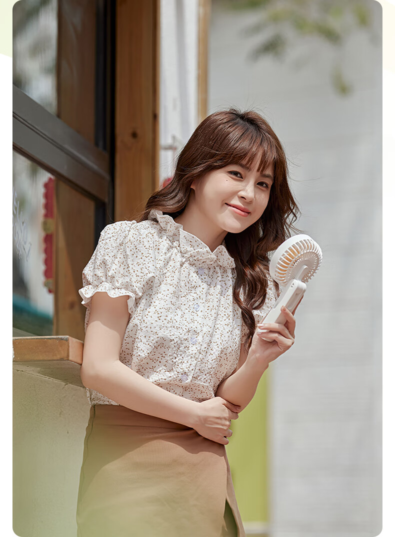 Bear Handheld Fan, Small Portable USB Fan for Office, Student Desk, Dorm, Low Noise, Personal Use, Three-Speed Adjustable, Wireless Charging Battery Model 4