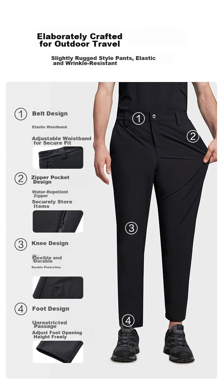 JD Original Fengdun 300 Soft Shell Pants, Wear-Resistant Outdoor Windproof Professional Hiking Trousers for Men, Obsidian Black, 3XL 14
