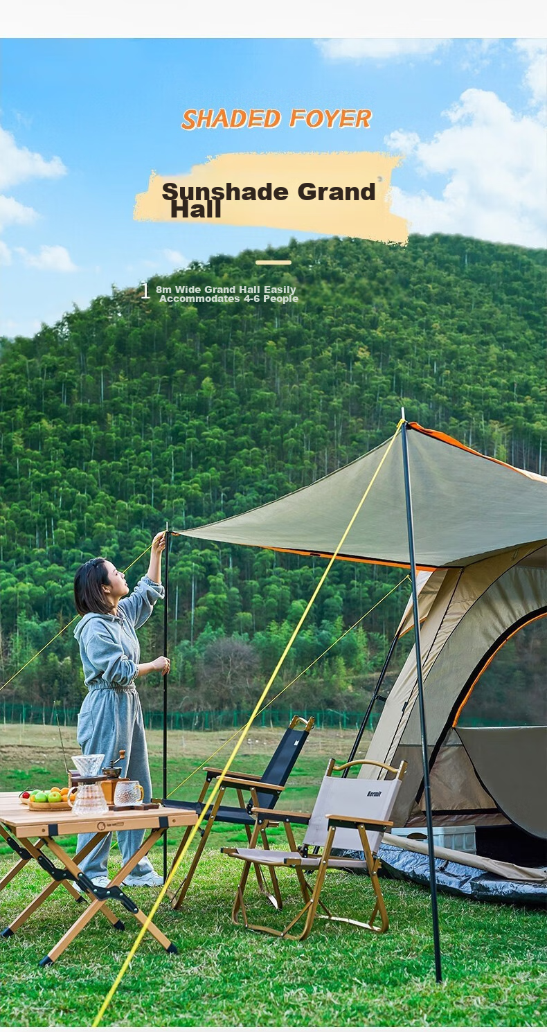 BeiJiLang Tent, Outdoor Family Camping, Portable, Sun Protection, Rain Protection, Multi-Person Large Space, Wild Camping, Double-Layer Two-Room One-Living Room, Coffee 5
