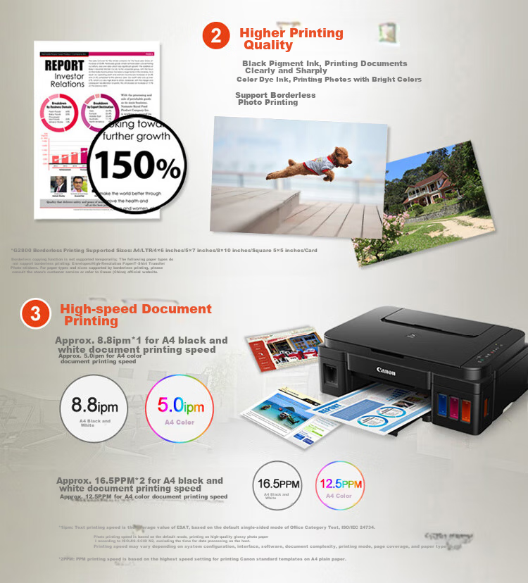 Canon G1831 High-Capacity Refillable Color Single-Function Printer (For Homework Printing/Photo Printing, Student/Home Use) 2