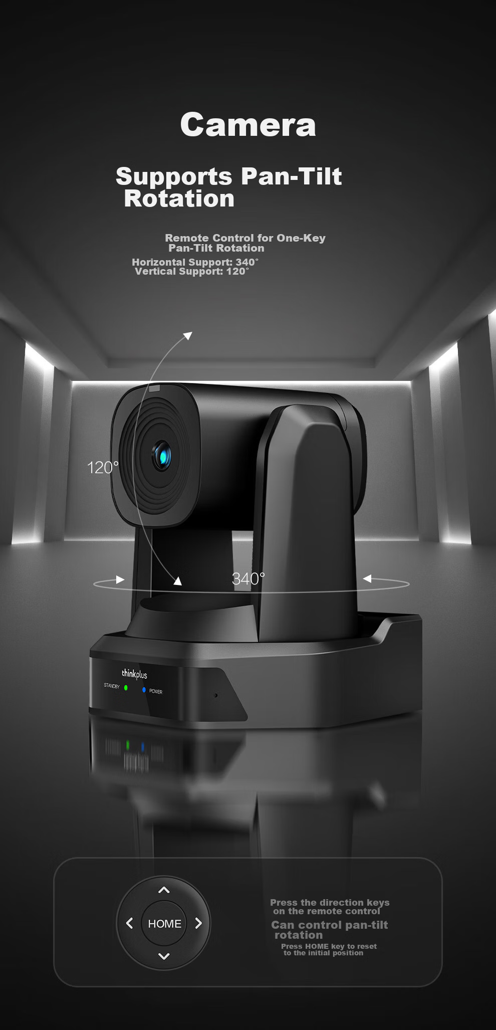 Lenovo ThinkPlus Video Conference Camera with Microphone And Pan-Tilt Zoom, 1080P HD, 16x Digital Zoom, AI Tracking And Auto Focus, YT-HD18M 6