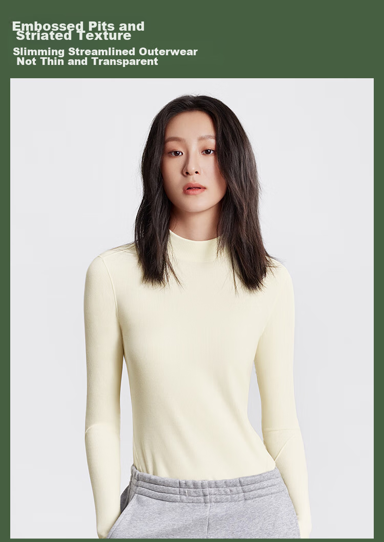 Beneunder Semi-Turtleneck Base Layer Top for Women, Slim Fit, Autumn Inner Wear, Long Sleeve, Stretchy, Soft Skin, SF026 10