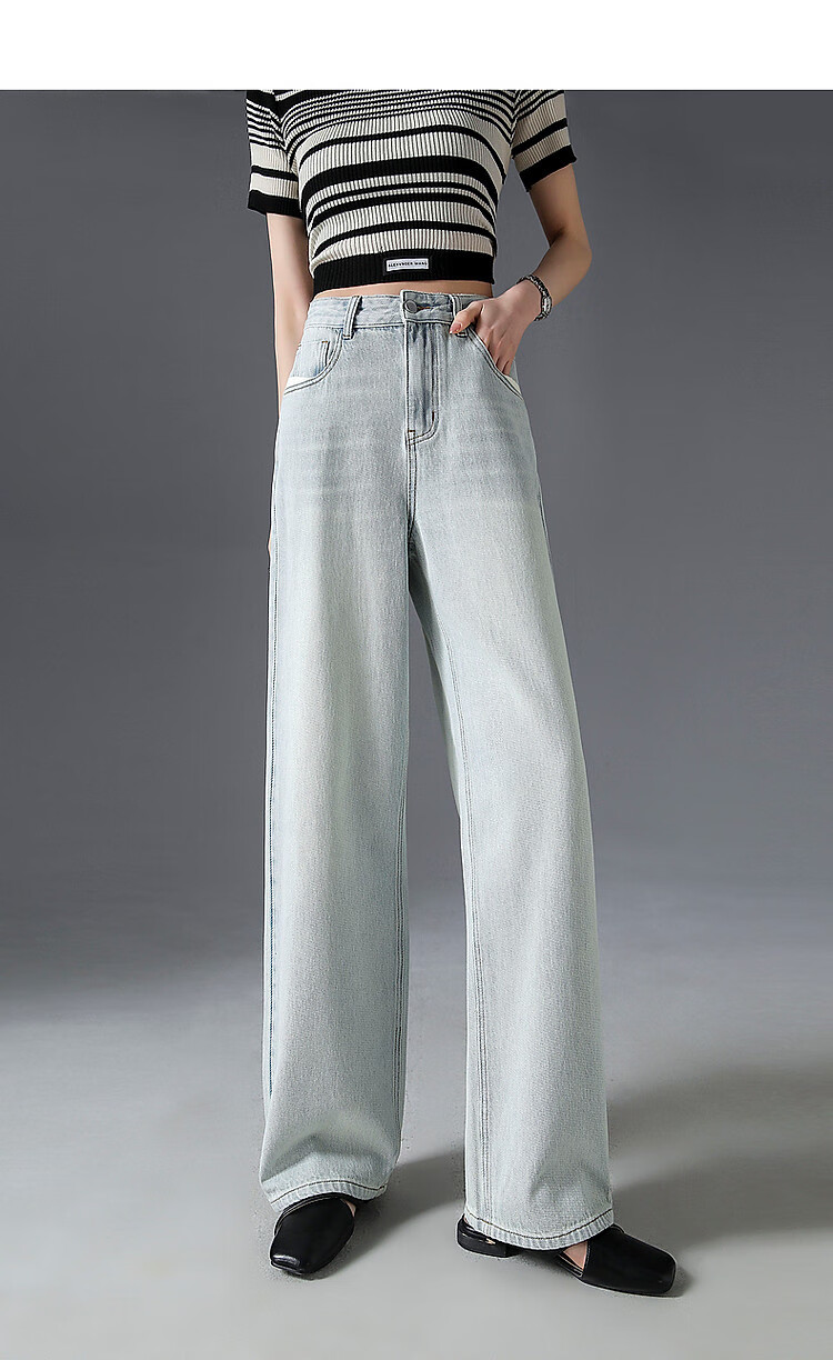 Dme [Juzhengrouwuzhao] Summer Street Style Influencer Fashion Straight-Leg Pants with Patchwork Pockets Cotton Denim Trousers for Wome 2