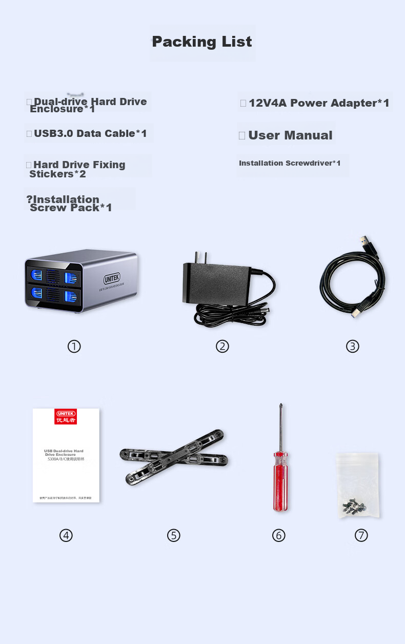 UNITEK Dual-Bay Full Aluminum Mechanical SSD Expansion Enclosure, Compatible with 2.5/3.5 Inch SSDs, USB 3.0 High-Speed to SATA Interface, External Hard Drive Storage Cabinet for Computers 16