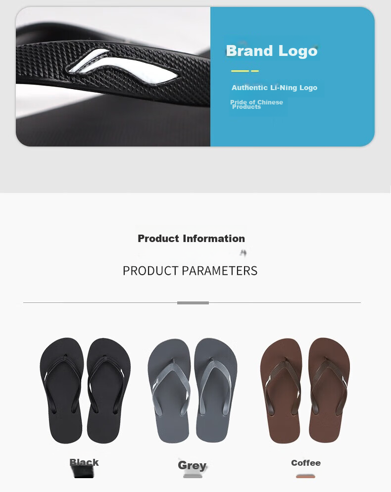 Li-Ning Flip-Flops, Sports Sandals for Men And Women, Summer Outdoor Wear, Non-Slip Casual Sandals, Skateboard Beach Shoes, Non-Slip Slippers 22