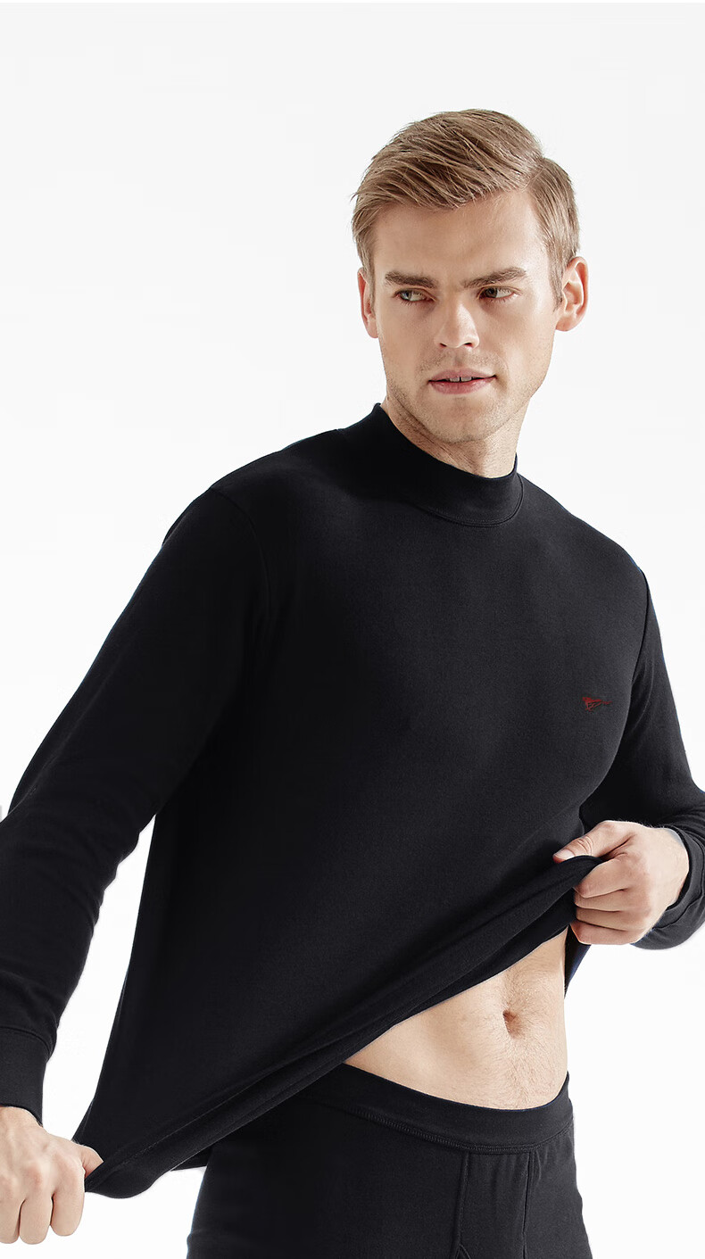 SEPTWOLVES [100% Cotton] Pure Cotton Autumn Undershirt for Men, Mid-High Collar Windproof Underwear, All-Cotton Thermal Base Layer Top 10