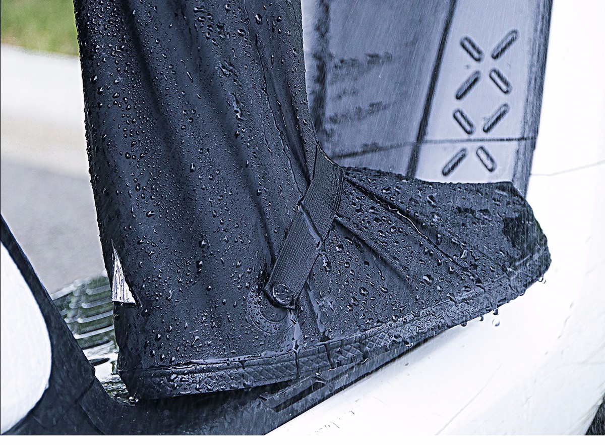 BWNK High-Top Rain Boot Covers, Waterproof Non-Slip Thickened Rubber Sole Wear-Resistant Outdoor Cycling Shoe Covers Rain Boots L Black 2
