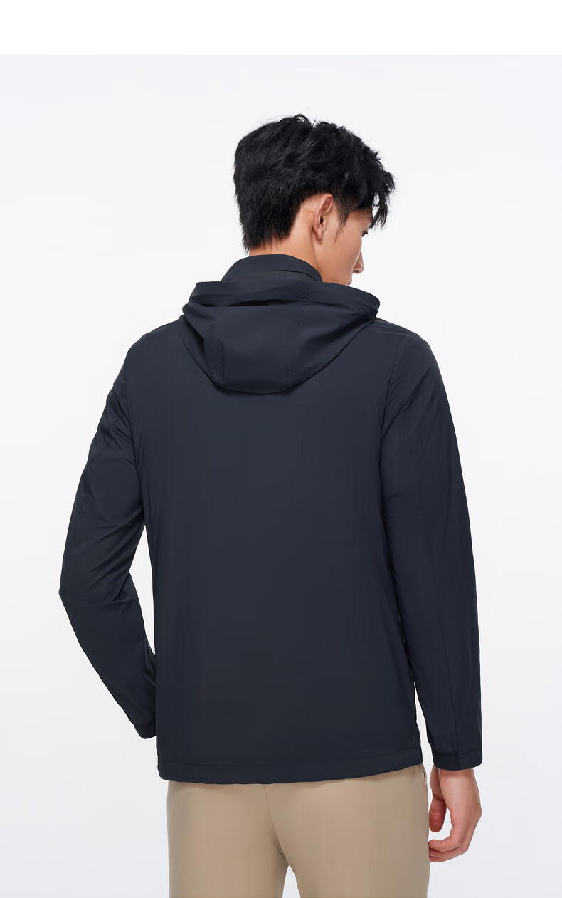Goldlion UV Protection Lightweight Jacket with Detachable Hood and Stand Collar Urban Light Outdoor Coat for Men Navy Blue -95 XL 8