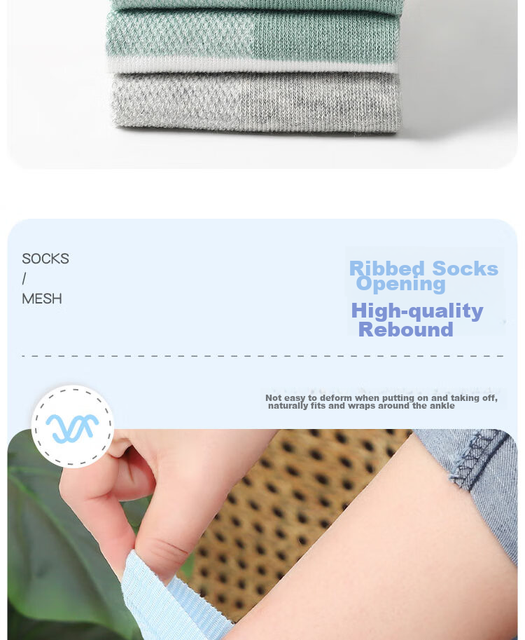 LangSha Children's Socks, Boys' Cotton Mesh Spring And Summer Thin Breathable Baby Mid-Calf Short Socks for Older Kids 8
