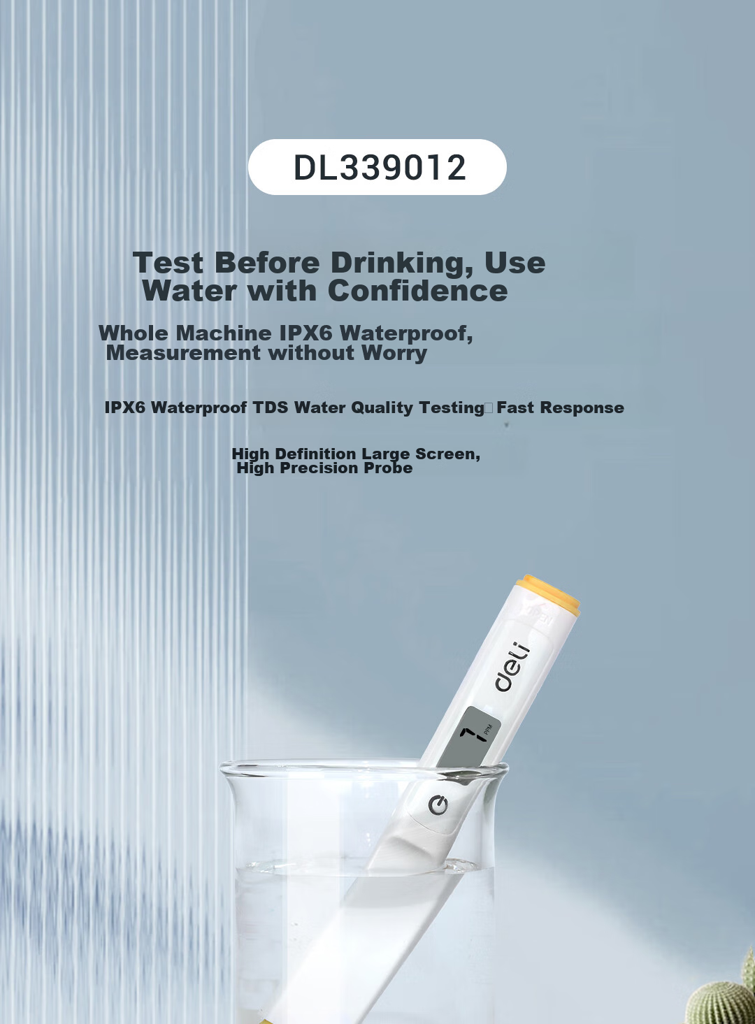 Deli TDS Water Quality Testing Pen Digital Display Test Pen (0~9990PPM) 3