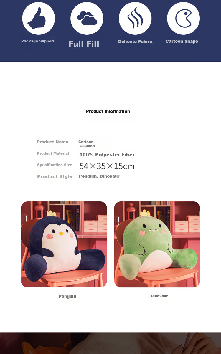 FOOJO Cartoon Lumbar Support Cushion Pillow Back Support for Office Chair, Bed Headboard Backrest Pillow, Birthday Gift for Boys And Girls 1