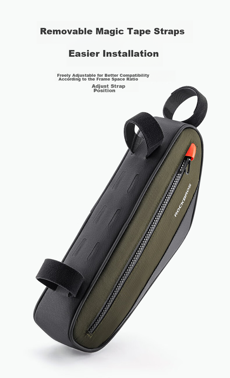 ROCKBROS Bicycle Bag, Triangle Bag, Top Tube Bag, Bottom Crossbar Bag, Storage for Road Bikes And Mountain Bikes, Commuter Cycling Equipment, Black 9