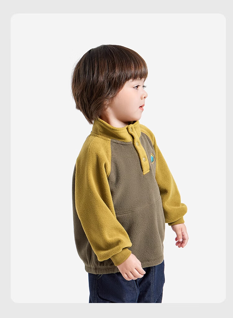 Ciciibear Baby Sweatshirt, Double-Sided Fleece, Spring And Autumn 2024 New Style, Children's Long-Sleeve Inner Pullover, Boys' Winter Wear 7