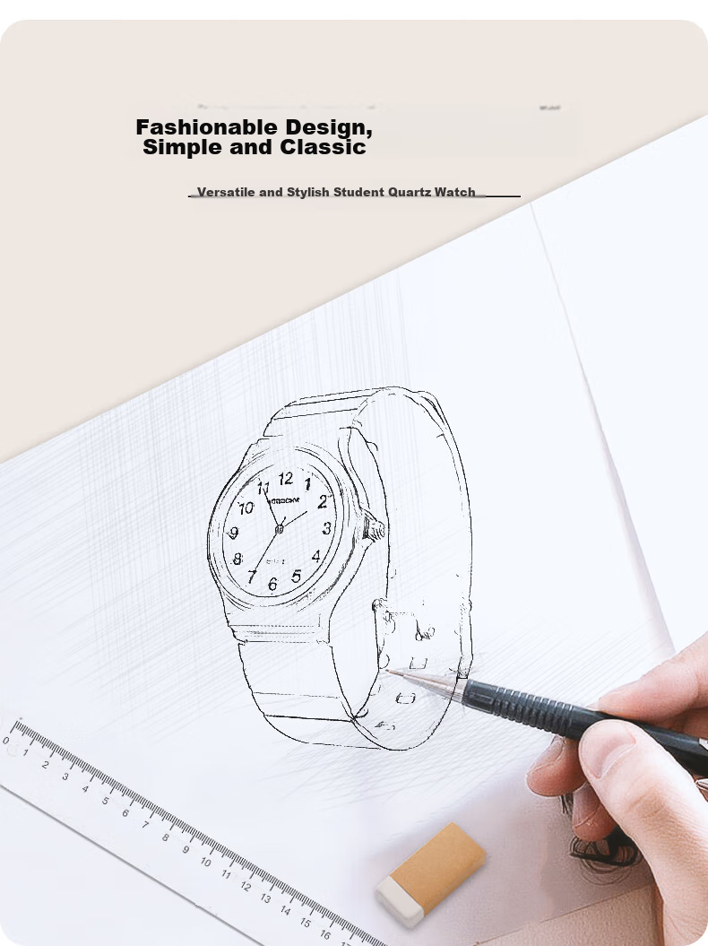Siwangongli Children's Student Watch for Primary, Middle And High School Students, Civil Service Exam Waterproof Electronic Analog Quartz Watch, Black 2