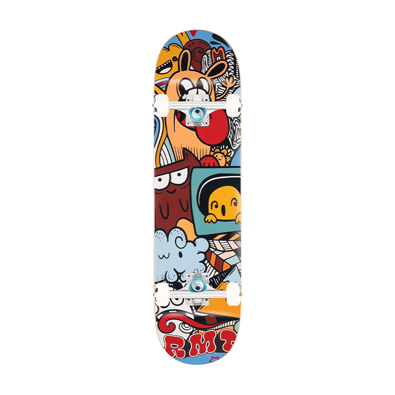 RMT Skateboard Professional Board Double Kick Short Board Four-Wheel Tricks for Beginners Adults Men Women Teenagers Childre
