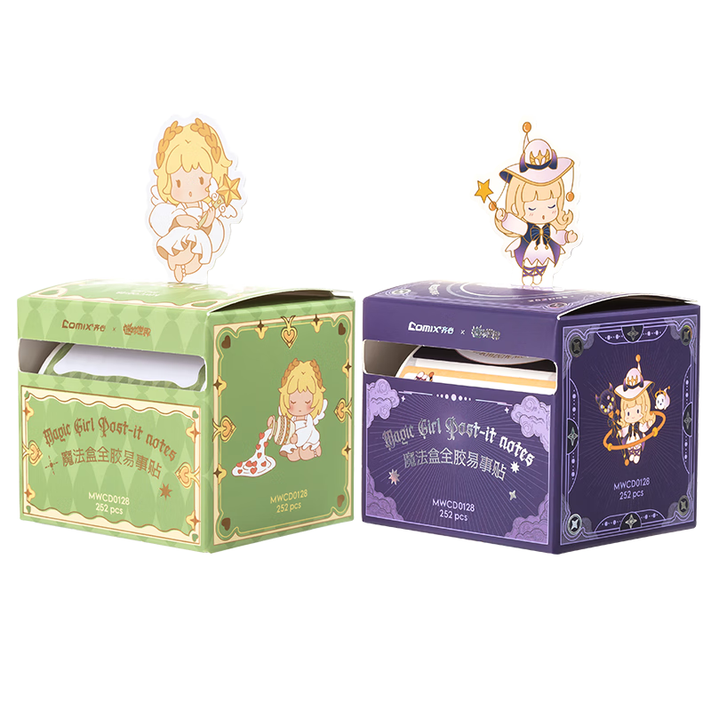 COMIX Mini World Magic Box, 252 Sheets Pull-Out Sticky Notes, Tear-Off Memo Pads, Pull-Out Full Adhesive Stickers, Graduation Gift, MWCD0128, Randomly Shipped