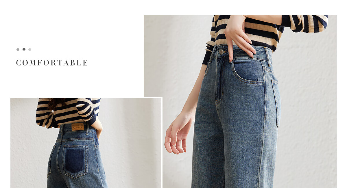 YUZHAOLIN Women's Straight-Leg Jeans Loose Casual Wide-Leg High-Waist Floor-Length Pants Y143N1010 9