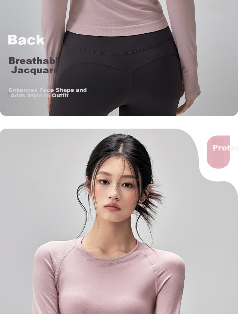 Xueqiman Quick-Dry Slim Fit Breathable Women's Yoga Top Pilates Training Fitness Long Sleeve T-Shirt Spring Autumn 8