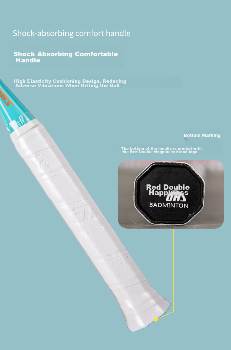 DHS Badminton Racket Pair Set for Training And Competition, Deep Groove Rackets, 2 Pieces EG120 with Shuttlecocks And Grip Tape 8