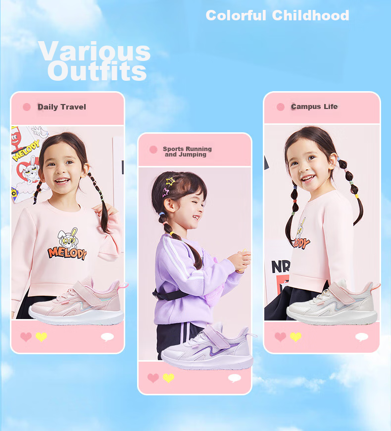 361° Children's Shoes, Girls' Sneakers, Spring And Autumn 2025, Lightweight And Breathable Casual Running Shoes for Young Children, White, Size 28 3