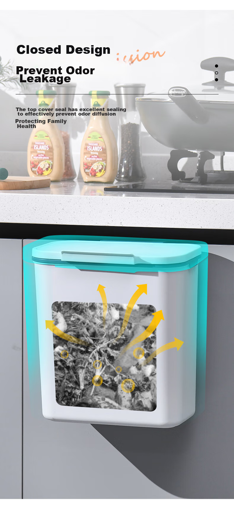 ABEPC Desktop Trash Can 1.5L Push-Button Lid Office Desk Nordic Style Small Waste Bin Storage Cylinder Light Green Gold 7