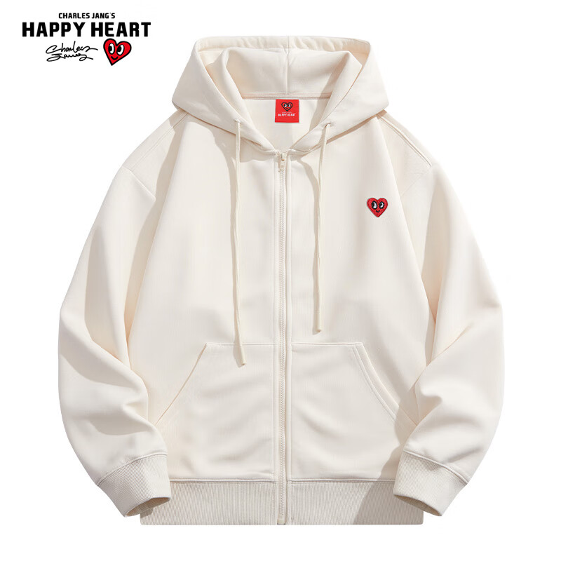 Chaersitaoxin [Wang Churan's Choice] Fleece-Lined Hooded Sweatshirt, Simple Casual Jacket for Men And Women, Light Khaki, XL