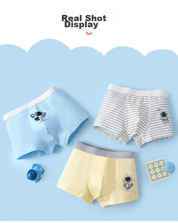LangSha Boys' Boxer Briefs, Class A Cotton Antibacterial Underwear, Casual Shorts for Small, Medium And Large Boys, 3 Pairs, Size 160 16