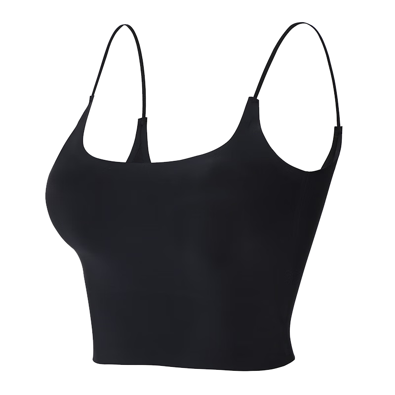 LangSha Women's Camisole Tank Top with Built-In Bra Pads, Inner Or Outer Wear, Ice Silk Summer Undershirt, Bandeau Style, White + Black